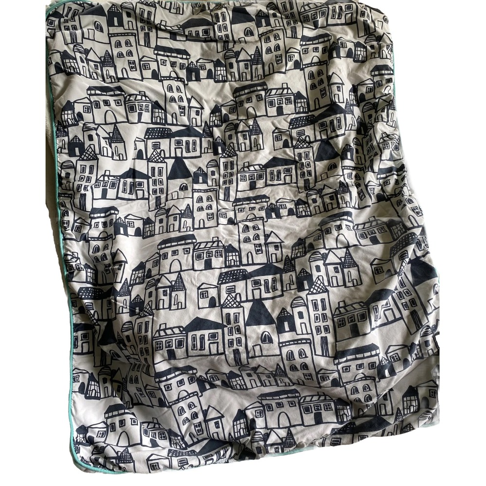 Oh Joy ! Target City Theme Baby Blanket Blue Green White Cotton 30" X 35"